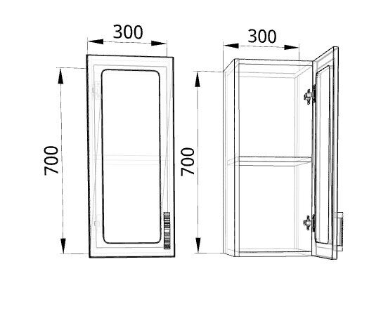 Шкаф верхний со стеклом ШВС300