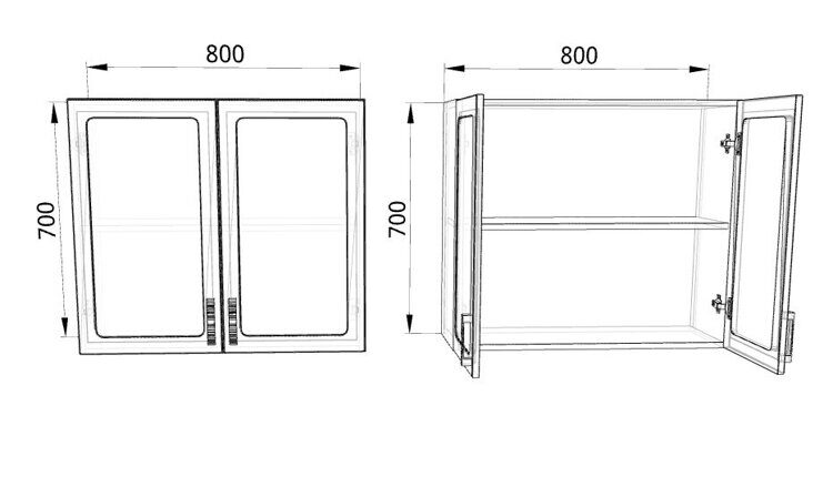 Шкаф верхний со стеклом ШВС800